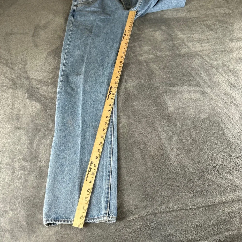 Levis 501 Straight Fit Jeans Mens 38x36 Light Wash Blue Denim Button Fly Classic